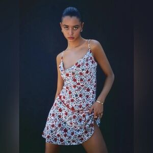 REALISATION Par The Montague Silk Mini Slip Dress in White Batik Floral